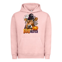 Pigment Salmon Boo Heifer Cow with Halloween Urban Hoodie - texasbilliewilder