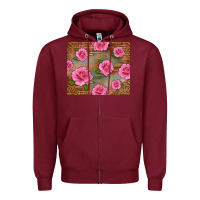 Burgundy Western Pink Roses Zipper Hoodie - LillyAllenDesigns
