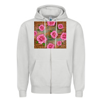 Dove Grey Western Pink Roses Zipper Hoodie - LillyAllenDesigns