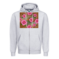 Heather Grey Western Pink Roses Zipper Hoodie - LillyAllenDesigns