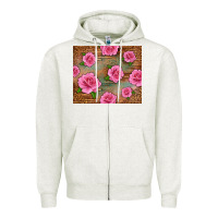 Oatmeal Heather Western Pink Roses Zipper Hoodie - LillyAllenDesigns
