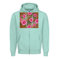 Seafoam Western Pink Roses Zipper Hoodie - LillyAllenDesigns