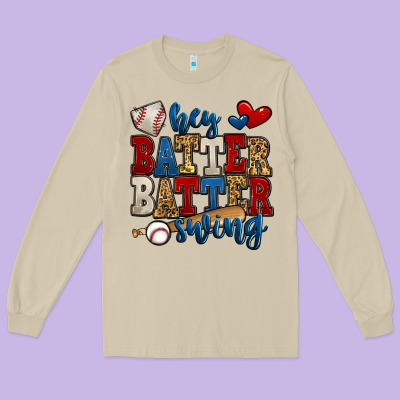 Hey Batter Batter Swing Baseball Long Sleeve Tee Designed By Jasminsmagicworld