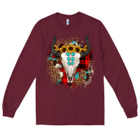 Burgundy bullskull christmas Long Sleeve Tee - JahusDesignShop