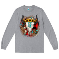 Heather Grey bullskull christmas Long Sleeve Tee - JahusDesignShop