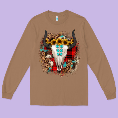 Bullskull Christmas Long Sleeve Tee Designed By Jahusdesignshop