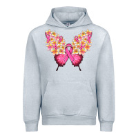 Heather Grey Pink ribbon Breast Cancer butterfly Urban Hoodie - NancyCooperArtShop