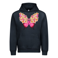 Navy Pink ribbon Breast Cancer butterfly Urban Hoodie - NancyCooperArtShop