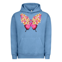 Pigment Pebble Blue Pink ribbon Breast Cancer butterfly Urban Hoodie - NancyCooperArtShop