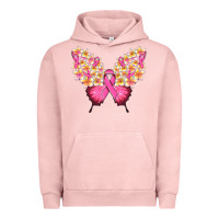 Pigment Salmon Pink ribbon Breast Cancer butterfly Urban Hoodie - NancyCooperArtShop