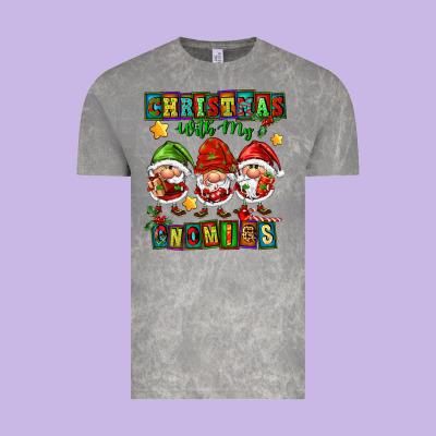 Christmas With My Gnomies Vintage Tee Designed By Fadigitalartstudio