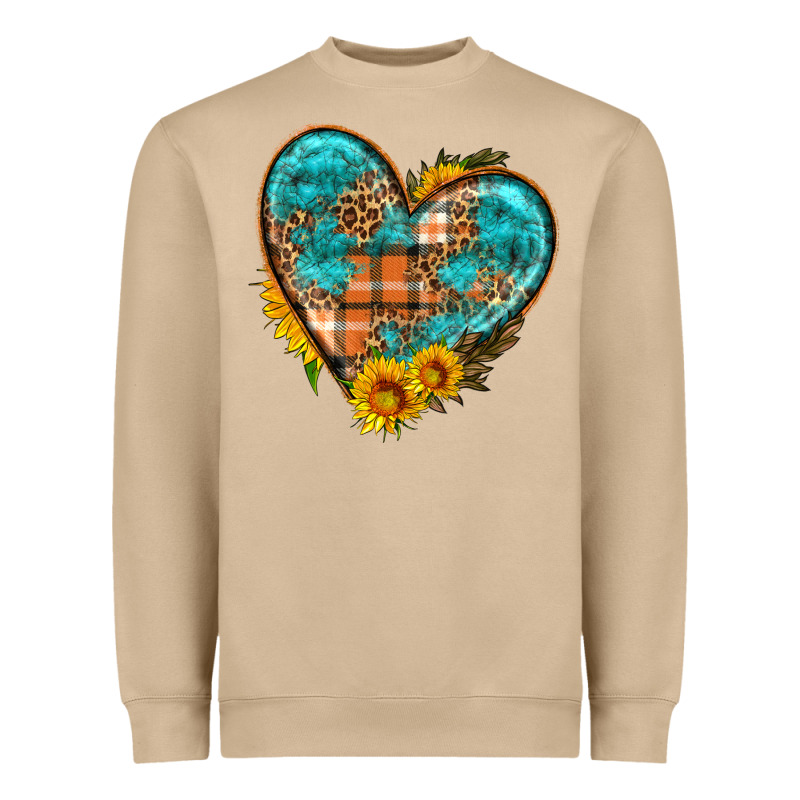 Fall Pattern Heart With Sunflower Heavyweight Sweatshirt by HRA Design Shop | Teevron