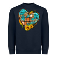Navy fall pattern heart with sunflower Heavyweight Sweatshirt - HRA Design Shop