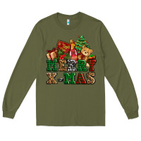 Army Green merry xmas with christmas Long Sleeve Tee - AdoDesignShop