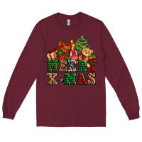 Burgundy merry xmas with christmas Long Sleeve Tee - AdoDesignShop