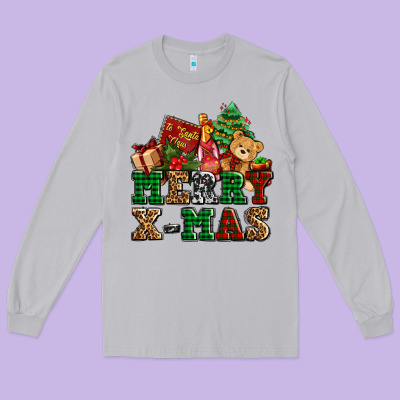 Merry Xmas With Christmas Long Sleeve Tee Designed By Adodesignshop