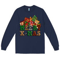 Navy merry xmas with christmas Long Sleeve Tee - AdoDesignShop