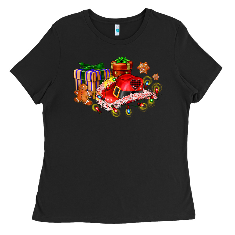 Cowgirl Hat With Gifts And Cookies Ladies Tee by AdoDesignShop | Teevron
