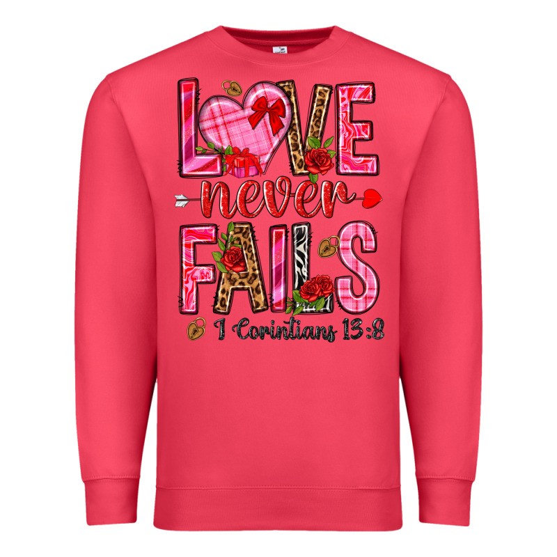 Love Never Fails I Corintians 13 8 Premium Sweatshirt by NancyCooperArtShop | Teevron