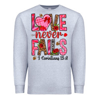 Heather Grey love never fails i corintians 13 8 Premium Sweatshirt - NancyCooperArtShop