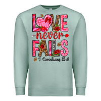 Seafoam love never fails i corintians 13 8 Premium Sweatshirt - NancyCooperArtShop
