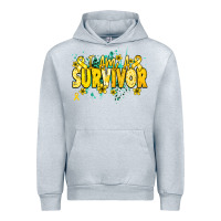 Heather Grey I am a survivor yellow ribbon Urban Hoodie - NancyCooperArtShop