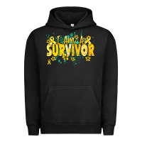Pigment Black I am a survivor yellow ribbon Urban Hoodie - NancyCooperArtShop