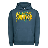 Pigment Midnight Navy I am a survivor yellow ribbon Urban Hoodie - NancyCooperArtShop