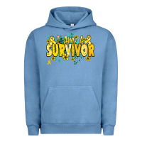 Pigment Pebble Blue I am a survivor yellow ribbon Urban Hoodie - NancyCooperArtShop