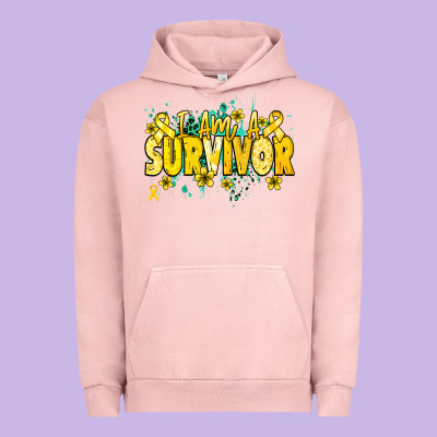 I Am A Survivor Yellow Ribbon Urban Hoodie Designed By Nancycooperartshop
