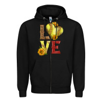 Black western love softball Zipper Hoodie - LillyAllenDesigns