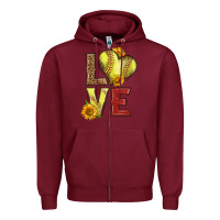 Burgundy western love softball Zipper Hoodie - LillyAllenDesigns