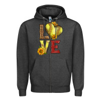 Charcoal Heather western love softball Zipper Hoodie - LillyAllenDesigns