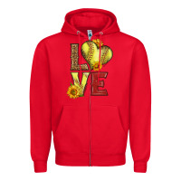 Red western love softball Zipper Hoodie - LillyAllenDesigns