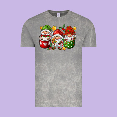 Coffee Cup Santa Gnomies Vintage Tee Designed By Fadigitalartstudio