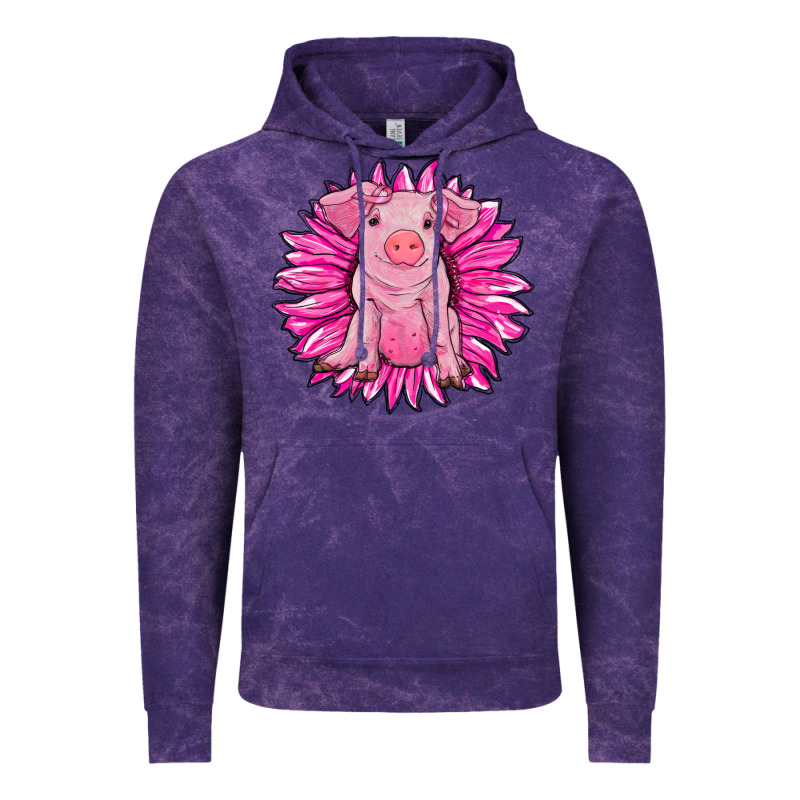 Pink Sunflower Pig Vintage Hoodie by RanaPortraitStore | Teevron