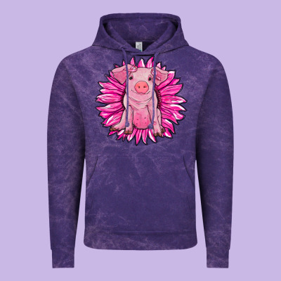 Pink Sunflower Pig Vintage Hoodie Designed By Ranaportraitstore