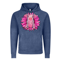 Vintage Denim pink sunflower pig Vintage Hoodie - RanaPortraitStore