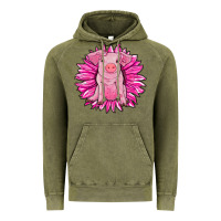 Vintage Olive pink sunflower pig Vintage Hoodie - RanaPortraitStore