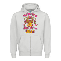 Dove Grey the queen is 80 long live the queen Zipper Hoodie - Jasminsmagicworld