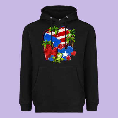 Puerto Rico Hearts Heavyweight Hoodie Designed By Nancycooperartshop