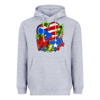 Heather Grey puerto rico hearts Heavyweight Hoodie - NancyCooperArtShop