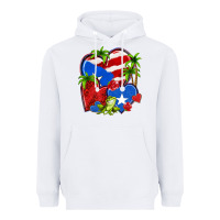 White puerto rico hearts Heavyweight Hoodie - NancyCooperArtShop