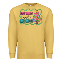 Antique Gold merry and bright christmas tree Premium Sweatshirt - MaliasSmallBusiness