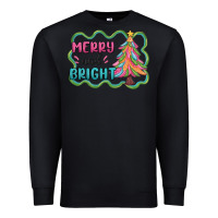 Black merry and bright christmas tree Premium Sweatshirt - MaliasSmallBusiness