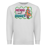 Dove Grey merry and bright christmas tree Premium Sweatshirt - MaliasSmallBusiness