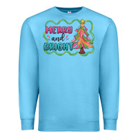 Ocean Blue merry and bright christmas tree Premium Sweatshirt - MaliasSmallBusiness