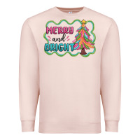 Pale Pink merry and bright christmas tree Premium Sweatshirt - MaliasSmallBusiness