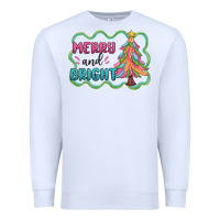 White merry and bright christmas tree Premium Sweatshirt - MaliasSmallBusiness