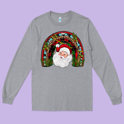 Santa Rainbow Long Sleeve Tee Designed By Jahusdesignshop